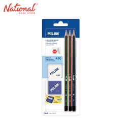 Milan Triangular Graphite Pencils 3's, 1 Sharpener And 1 Eraser BYM10290 - School & Office Supplies