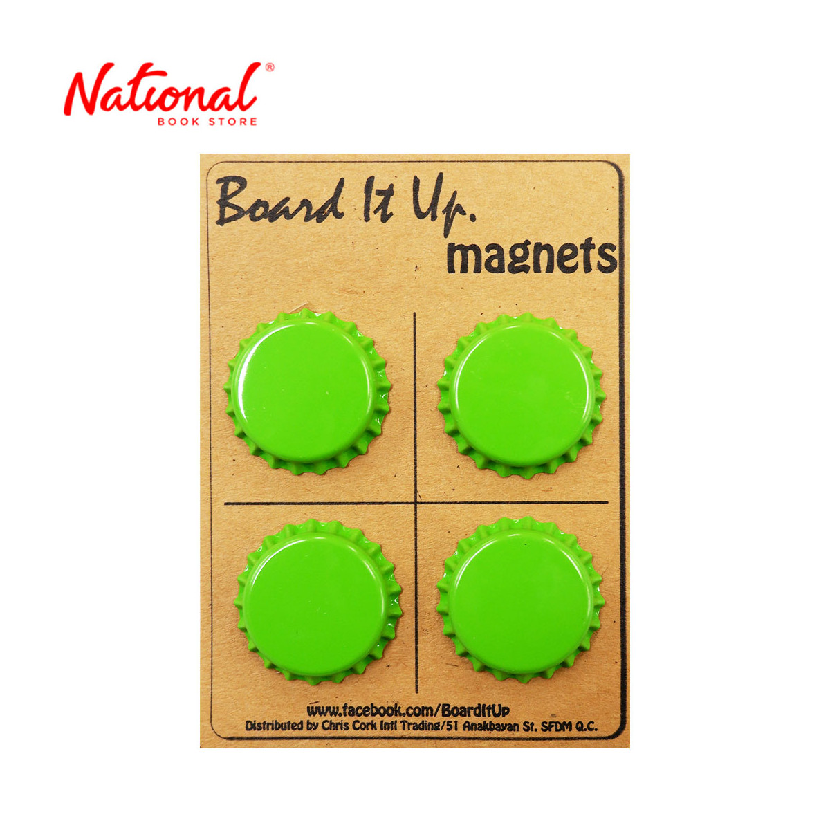 Magnet Button 4's Bottle Cap Design, Green - Filing Supplies