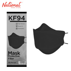 KF94 Face Mask Protective Filter Black 10's - School &...