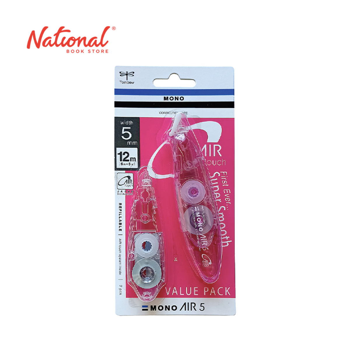 Tombow Refillable Correction Tape Mono Air Pen Type With Refill Pink 5mmx6m CT-PAX5CPAR5-PK