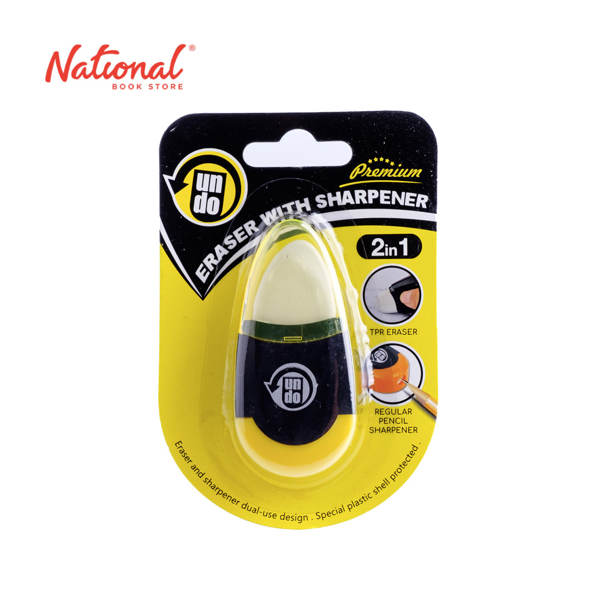 Undo Plastic Eraser with 1 Hole Sharpener 2 in 1 4016011 - School & Office Supplies
