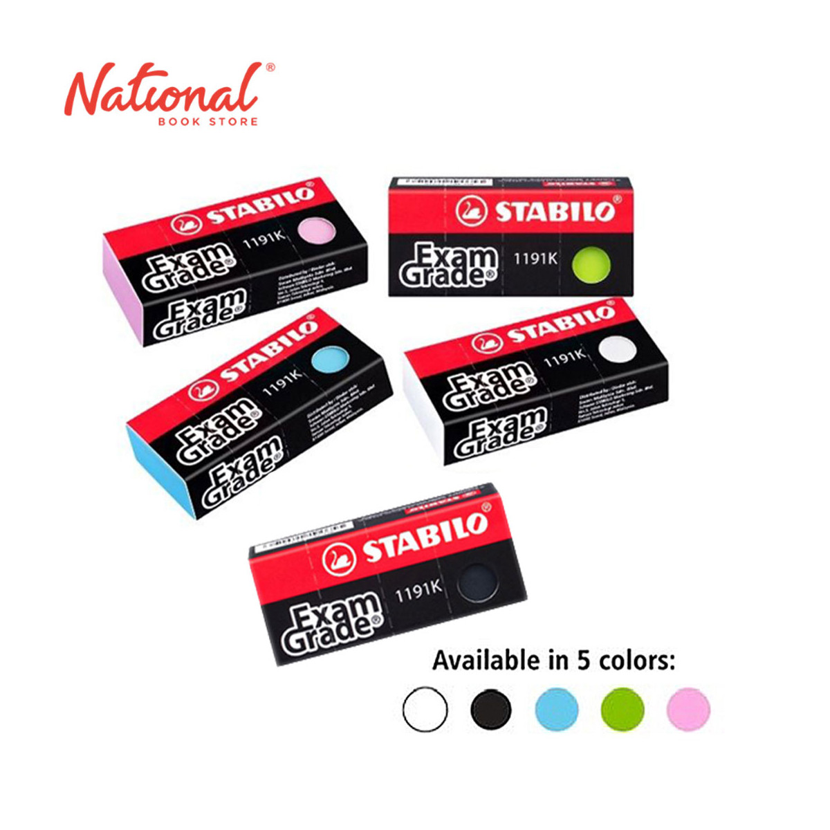 Stabilo Rubber Eraser Exam Grade Colorful Set Of 5 Big 1191/K5 - School & Office Supplies