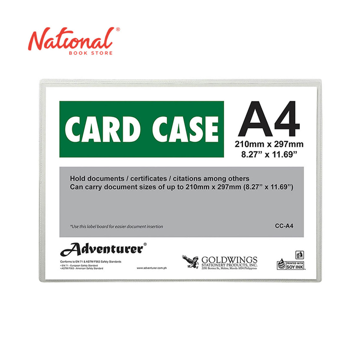 Adventurer Document Card Case Plastic Soft A4 CC-A4 - School & Office Supplies