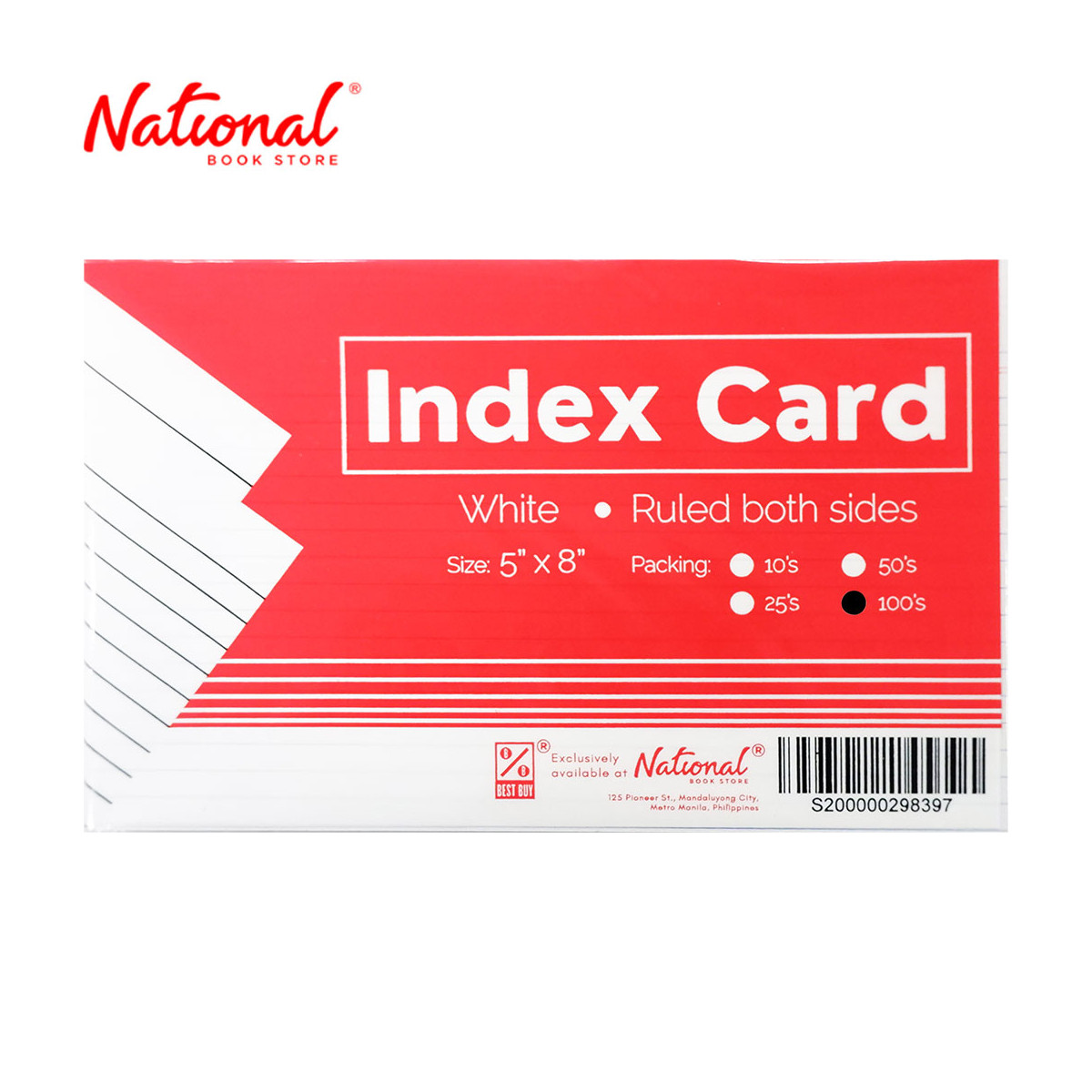 Best Buy Index Card White 5x8 100's Ruled Both Sides - School & Office Supplies