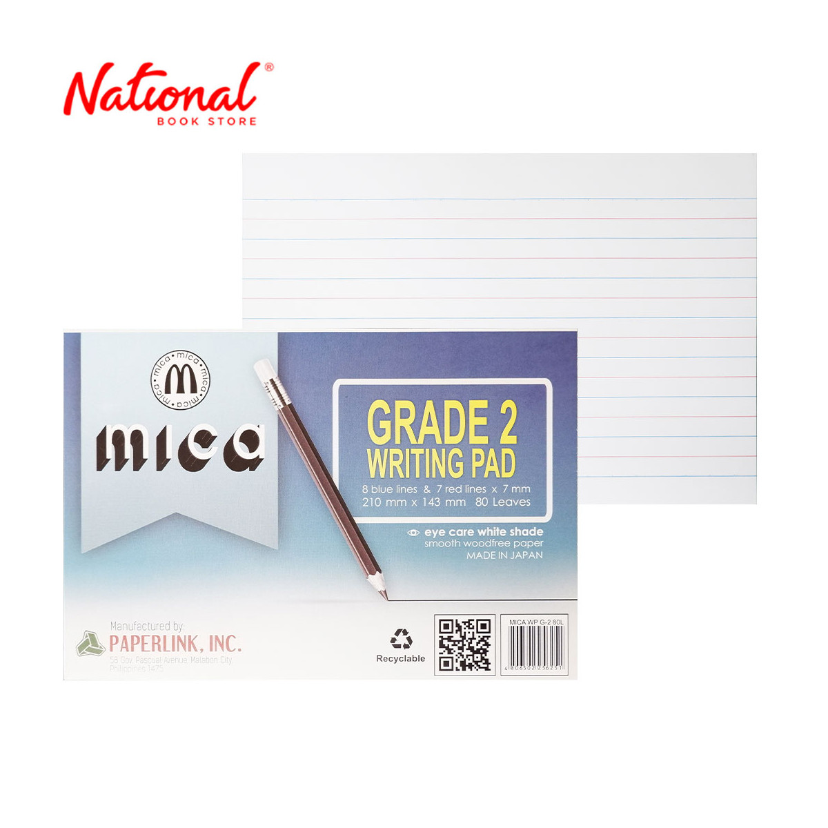 Mica Grade 2 Pad 80 Leaves - School & Office Supplies - School Pad Papers