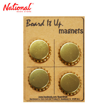 Magnet Button 4's Bottle Cap Design, Gold - School & Office Supplies - Filing Supplies