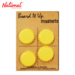 Magnet Button 4's Bottle Cap Design, Yellow - School &...