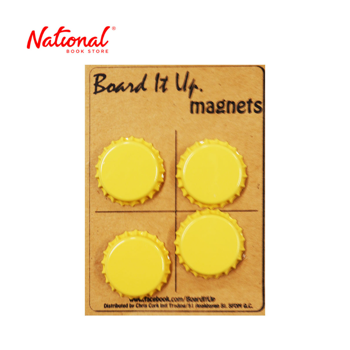 Magnet Button 4's Bottle Cap Design, Yellow - School & Office Supplies - Filing Supplies