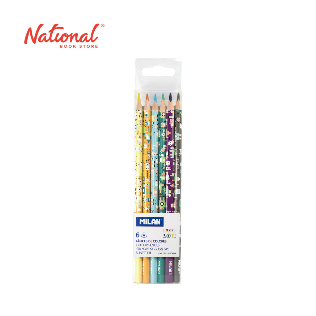Milan Happy Bots Colored Pencil 072331506HB 6 Colors - School Supplies - Art Supplies