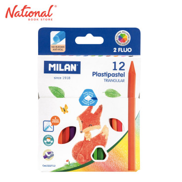 Milan Plastipastel 022T12 12 Colors (10 Basic Colors & 2 Fluo Colors) - School Supplies