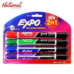 Expo 2-in-1 Dry Erase Whiteboard Markers 4's Chisel Tip...