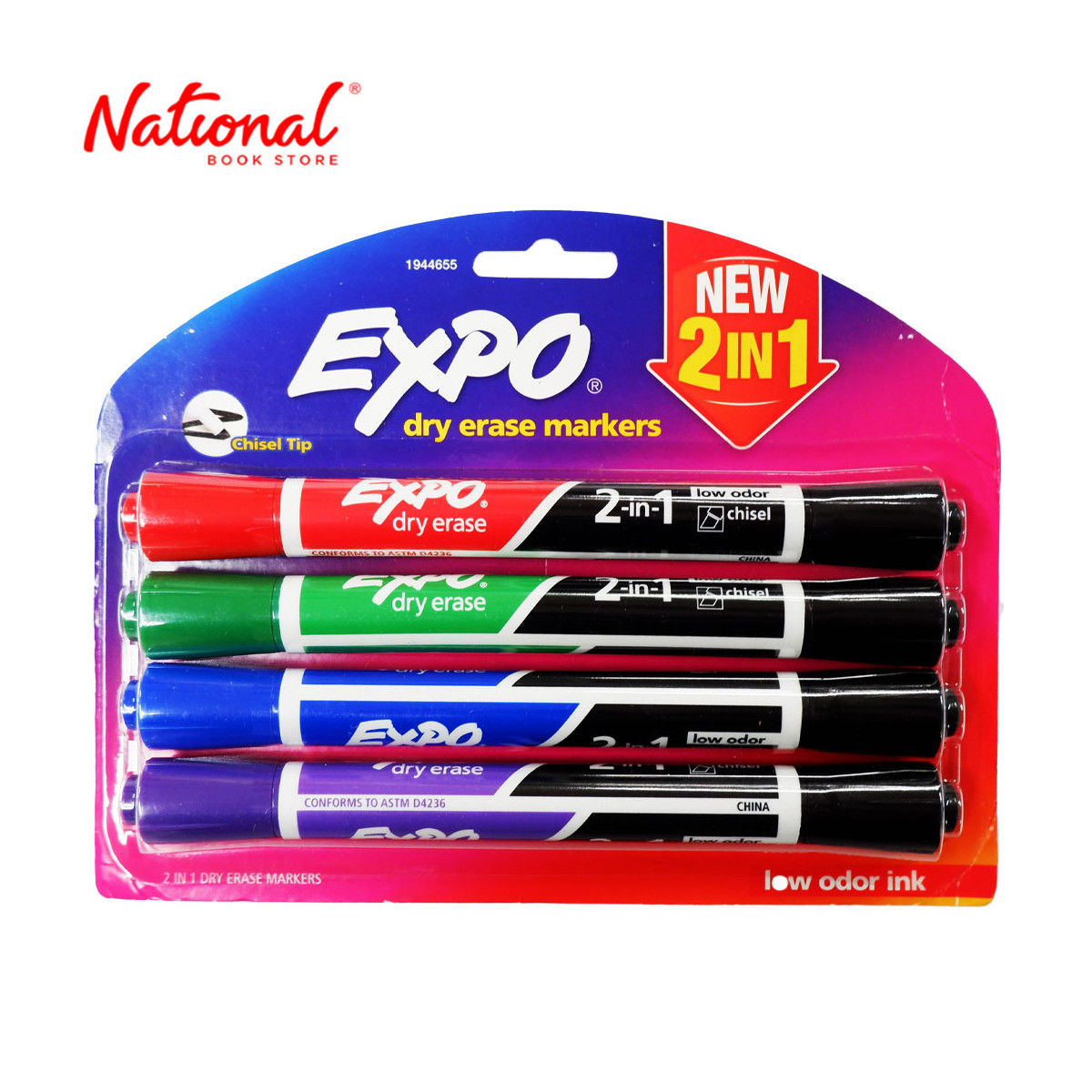 Expo 2-in-1 Dry Erase Whiteboard Markers 4's Chisel Tip 4016635