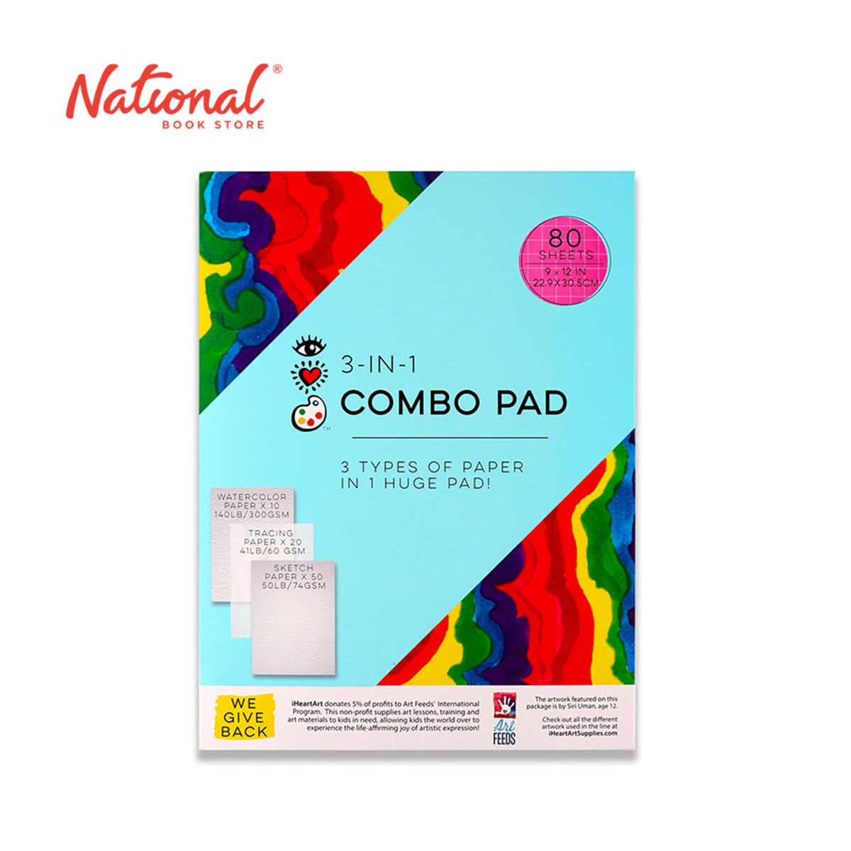 iHeartArt 3-IN-1 Combo Art Pad 80 Sheets 9''x12'' 73280 - Arts & Crafts Supplies