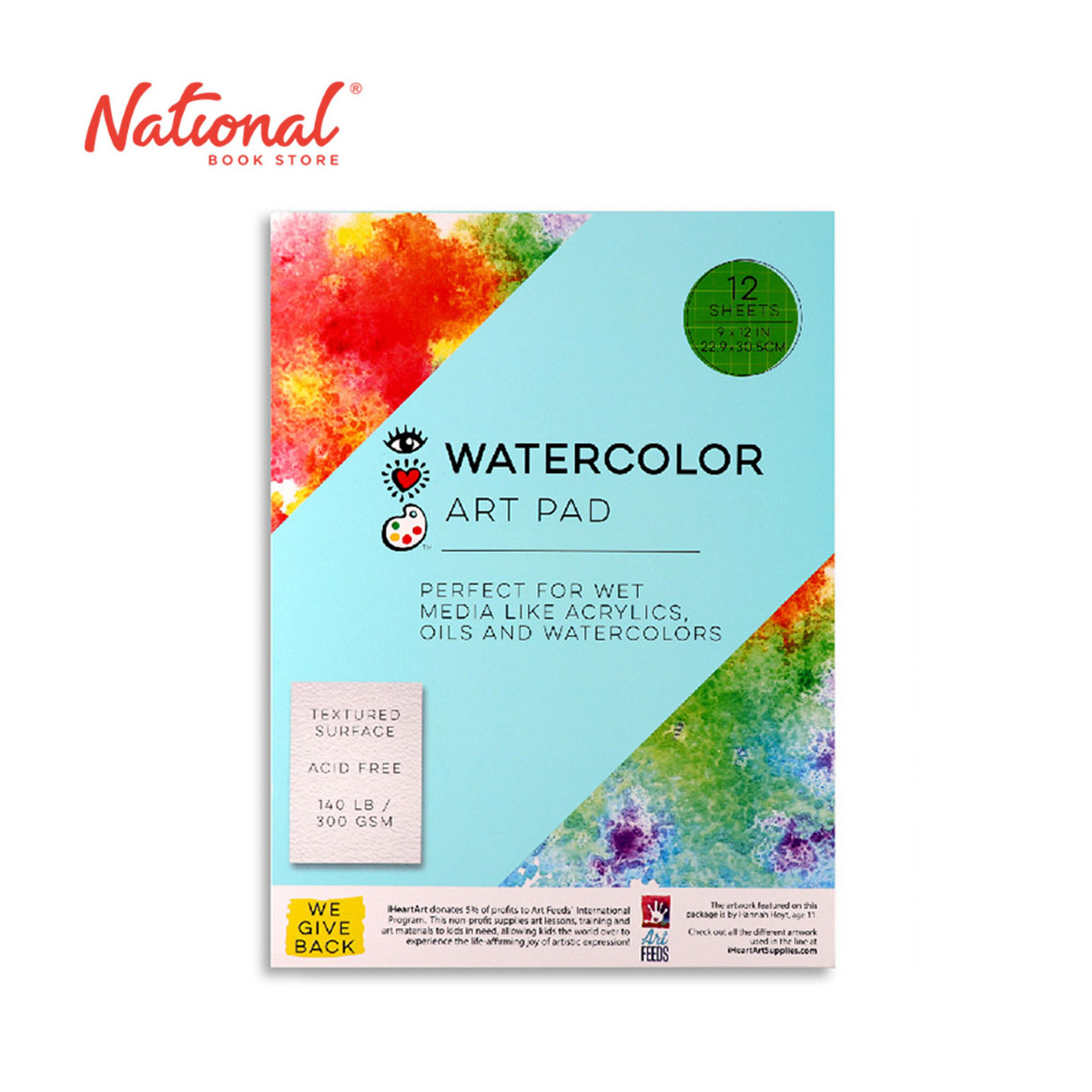 iHeartArt 300G Watercolor Art Pad 12 Sheets 9''x12'' 72212 - Arts & Crafts Supplies