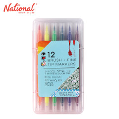 iHeartArt Brush + Fine Tip Marker 12 Assorted Colors in Plastic Case 6112 - Arts & Crafts Supplies