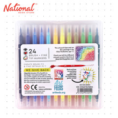 iHeartArt Brush + Fine Tip Marker 24 Assorted Colors in Plastic Case 6124 - Arts & Crafts Supplies