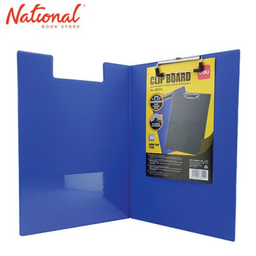 DELI CLIPBOARD 38154  A4 WITH COVER CLIP PVC MATERIAL VERTICAL WITH HANGER BLUE