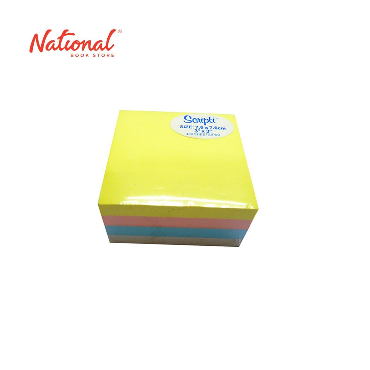 SCRIPTI STICKY NOTE NO. 30308 3X3IN PASTEL 100S 3COLORS