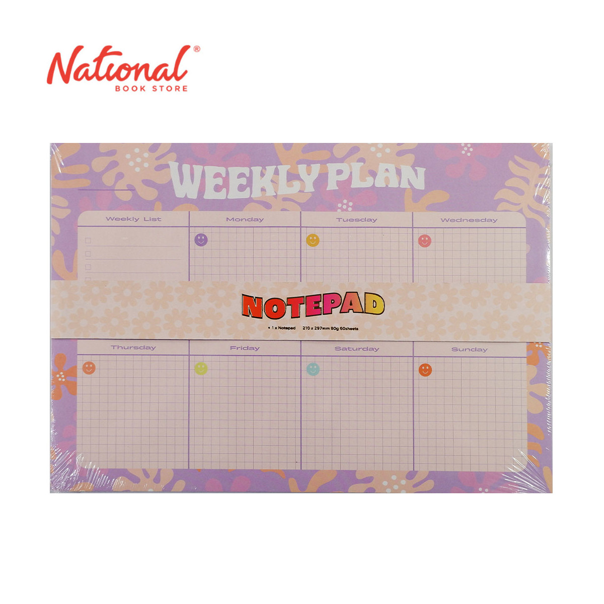 Undated Week to View Planner Notepad 210x297mm 60 Sheets Pink - Vacay - Paper Supplies - Gift Items