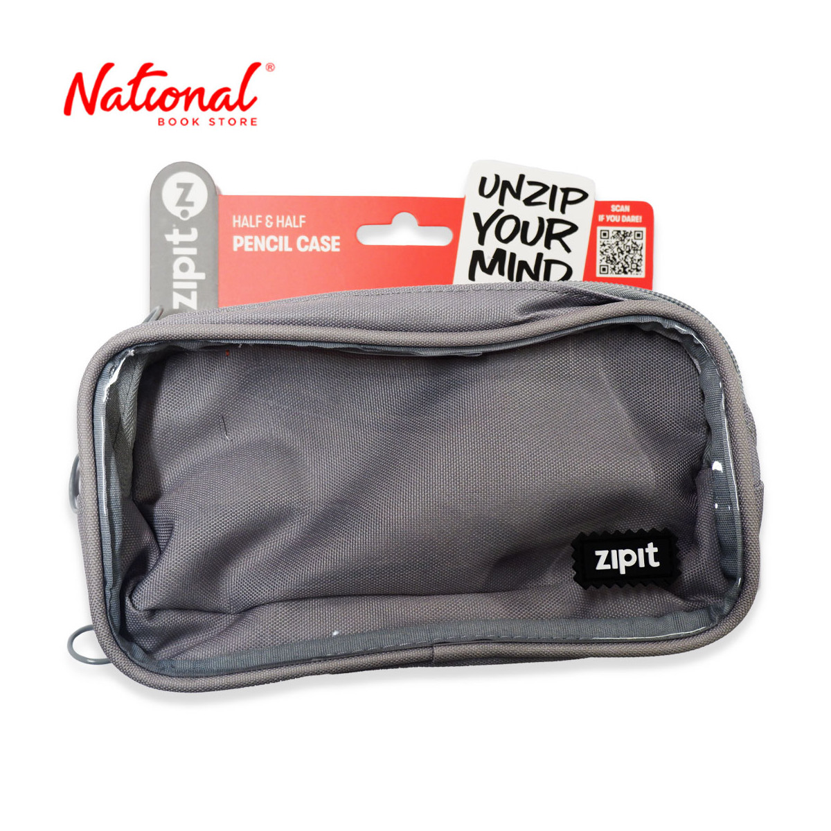 Zipit Pocket Pencil Case HNHPR-1 Grey Half and Half - Cases & Pouches - Gift Items for Kids