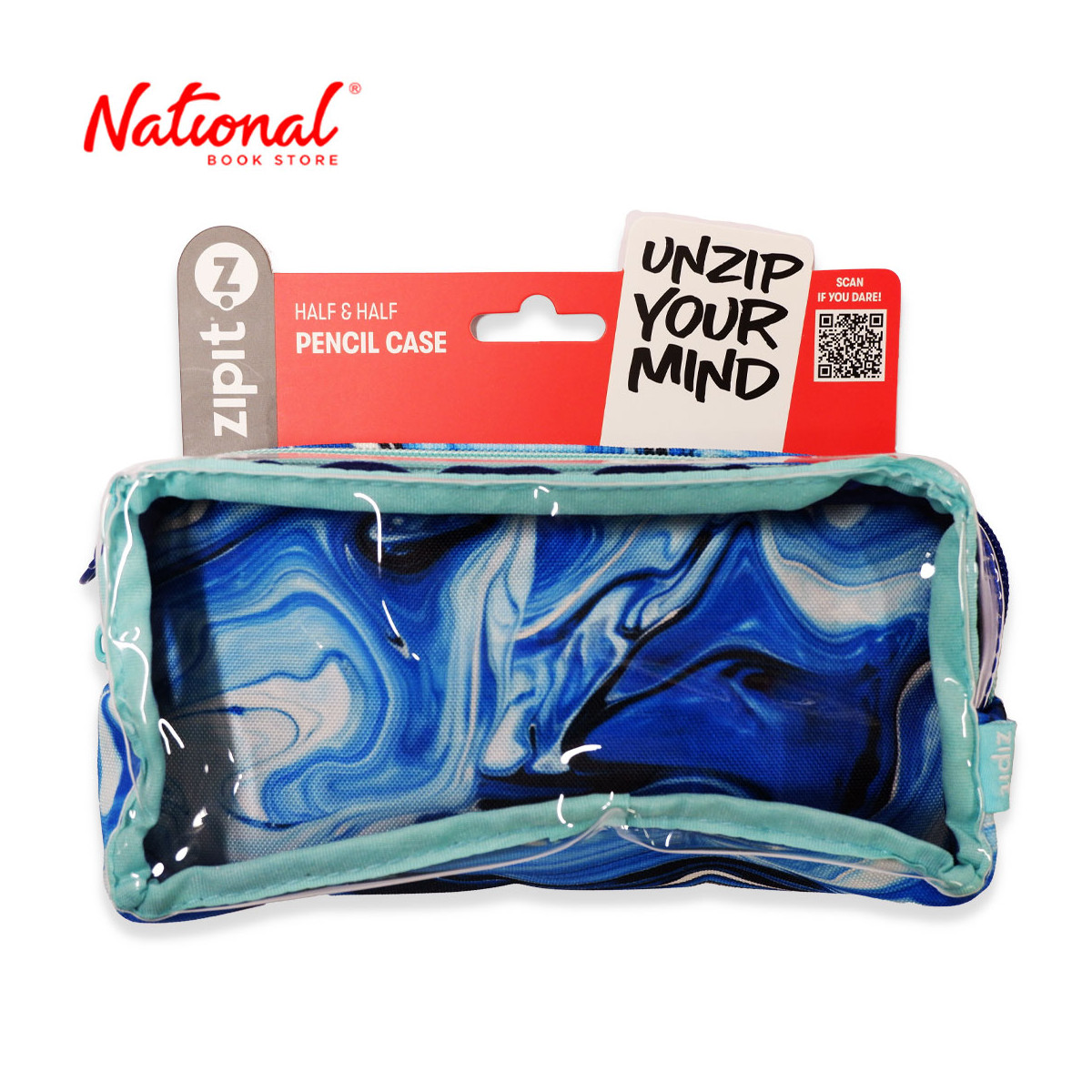 Zipit Pocket Pencil Case HNHPS-3 Blue Waves Half and Half - Cases & Pouches - Gift Items for Kids
