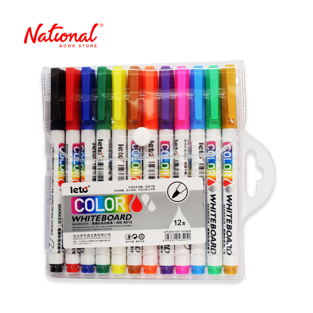 Leto Color Whiteboard Marker Slim Assorted 12's WB-8813-12 - School & Office - Writing Supplies