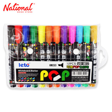 Leto Pop Whiteboard Marker Assorted 12's WB-8812-12 - School & Office - Writing Supplies
