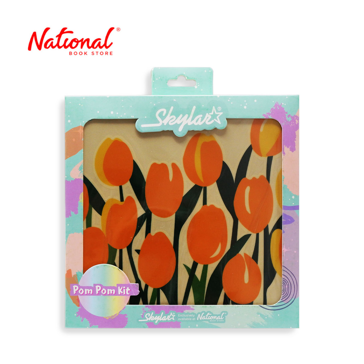 Skylar Diy Paint with Pompom POM-001 Framed 20x20cm, Tulips - Arts & Crafts Supplies
