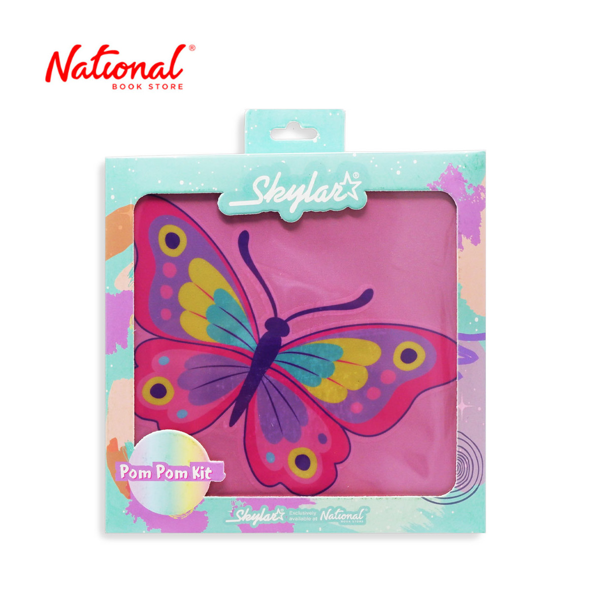 Skylar Diy Paint with Pompom POM-003 Framed 20x20cm, Butterfly - Arts & Crafts Supplies