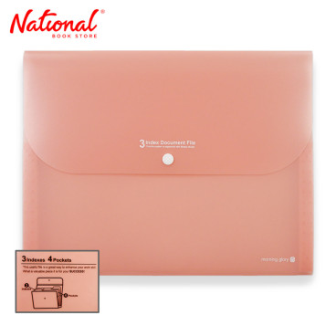 Morning Glory Expanding File 51530-79152 Pink A4 4 pockets Button Lock with Tab - School Supplies
