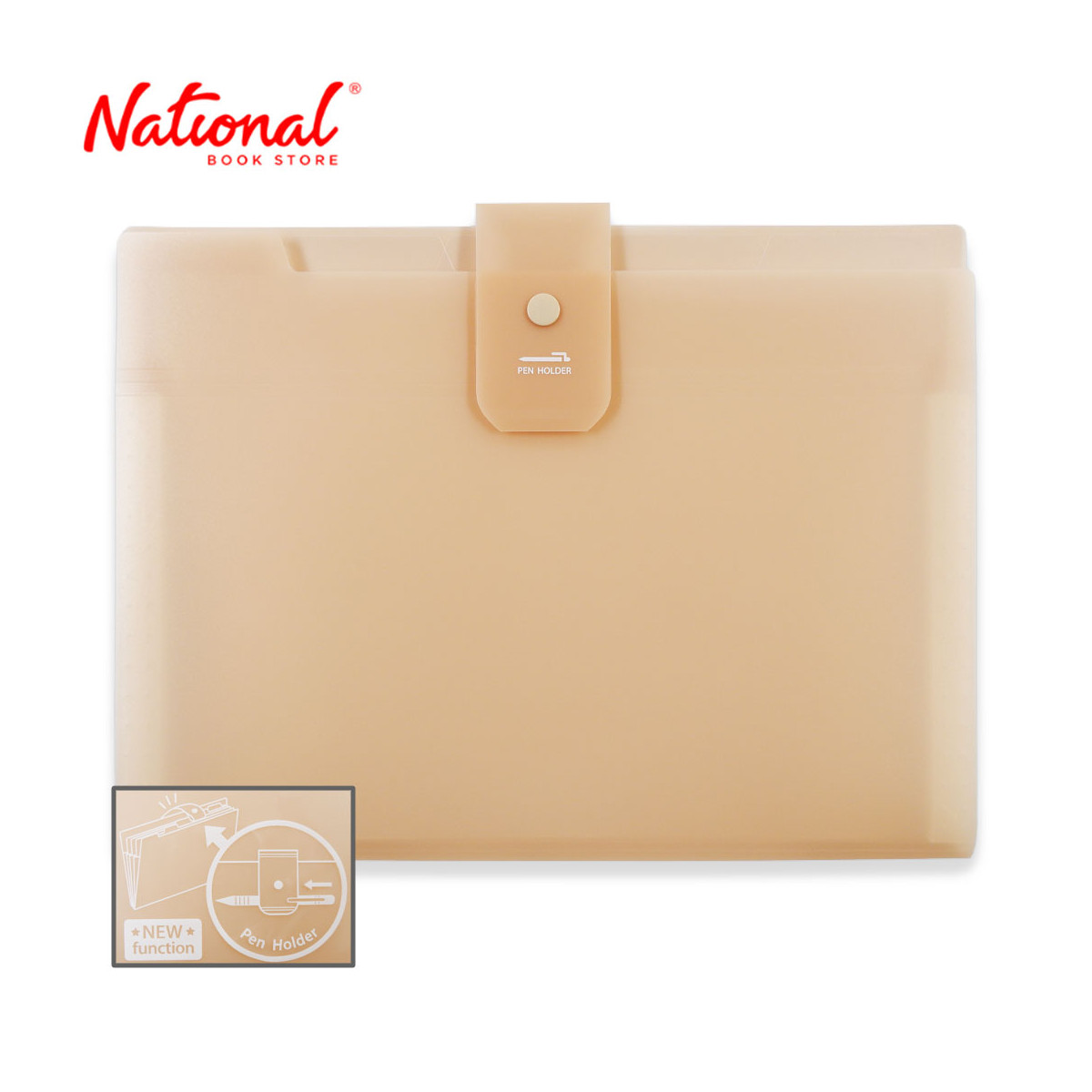 Morning Glory Expanding File 51530-83111 Beige A4 5 pockets Button Lock with Tab And Pen Holder