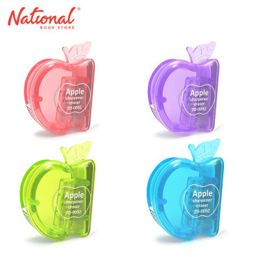 Zhengda One-Hole Sharpener Apple with Eraser Pink Green Purple Purple ZD-0092 (Color May Vary)