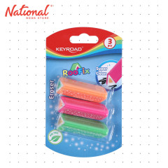 Keyroad Rubber Eraser Roofix PVC Free Tricolor Assorted 3's KR971813 - School & Office Supplies