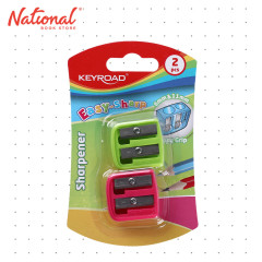 Keyroad Two-Hole Sharpener Easy Sharp Anti-Slide Grip 2's Green & Pink KR972438 - School Supplies