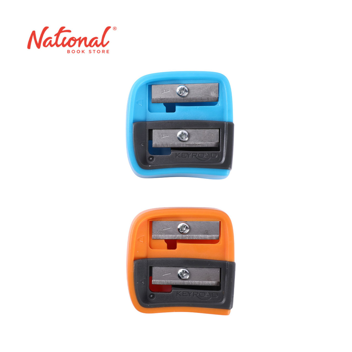 Keyroad Two-Hole Sharpener Duo Power Round and Sharp Tip Two Color Blue Black & Orange Black
