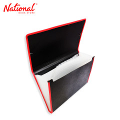 Seagull Expanding File Blk4301 Long 12 pockets Garter Lock w Tab Side Lining, Red - Office Supplies