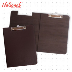Clipboard Short With Cover Wire Clip Leatherette Material, Brown - School & Office Supplies