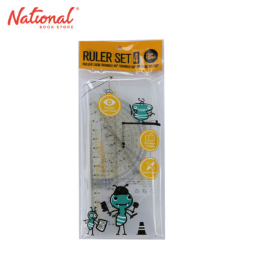 Topteam Math Set Clear 4s 1 Ruler + 2 Triangle + 1 Protractor T11143 - School & Office Supplies