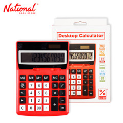 Best Buy Desktop Calculator BB-12L Red 12 Digits Dual Power - School & Office Equipment