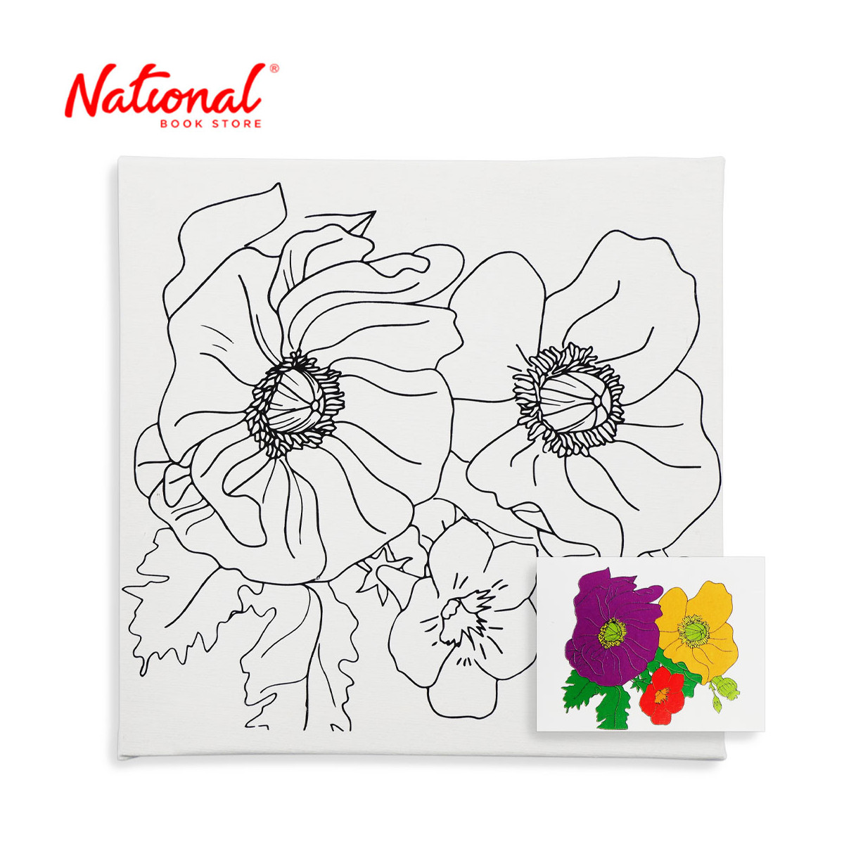 Canvas Painting Set 20x20 cm Flowers EG20203 with Acrylic Colors and Brush - Arts & Crafts Supplies