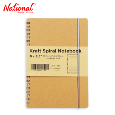 Premiere Notes Spiral Kraft Notebook with Elastic Band 6x8.5 inches 80 Sheets Ruled
