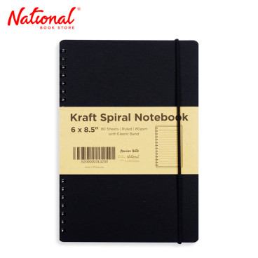 Premiere Notes Spiral Black Notebook with Elastic Band 6x8.5 inches 80 Sheets Ruled