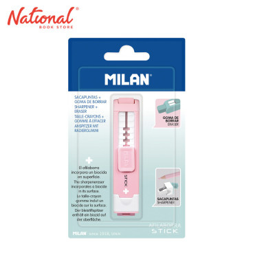 Milan Rubber Eraser with Built In Sharpener Pink BYM10141IBGP - School & Office Stationery