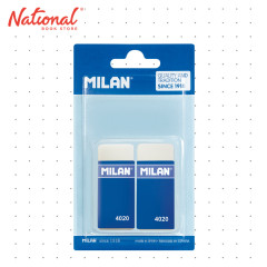 Milan Rubber Eraser Synthetic with Carton Sleeve White 4020 2's BMM9232 - School & Office Stationery
