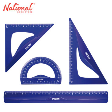Milan Math Set Blue 2 Triangle 1 Protractor 1 Ruler Flex and Resistant Acid Series 359801B