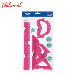 Milan Math Set Pink 2 Triangle 1 Protractor 1 Ruler Flex and Resistant Acid Series 359801P
