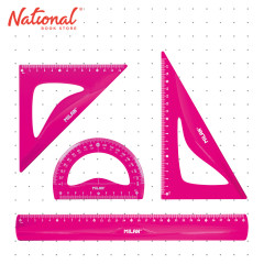 Milan Math Set Pink 2 Triangle 1 Protractor 1 Ruler Flex and Resistant Acid Series 359801P