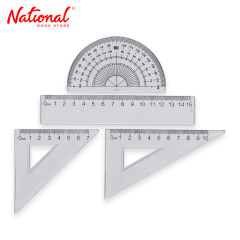 Math Set 4s 1 Ruler + 2 Triangle + 1 Protractor Clear...