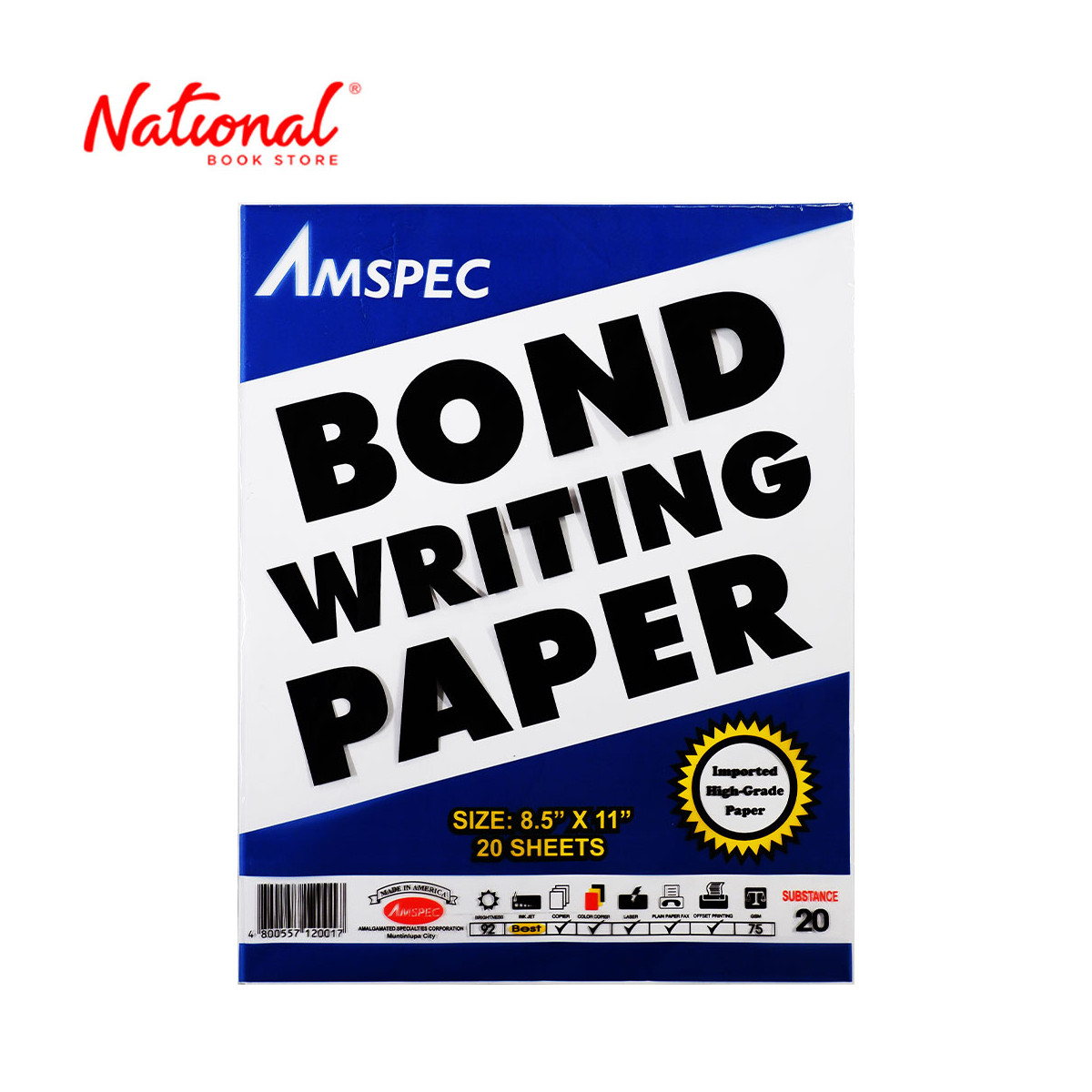 Amspec Typewriting Paper Short 70gsm 20's - School & Office Supplies - Copy Paper