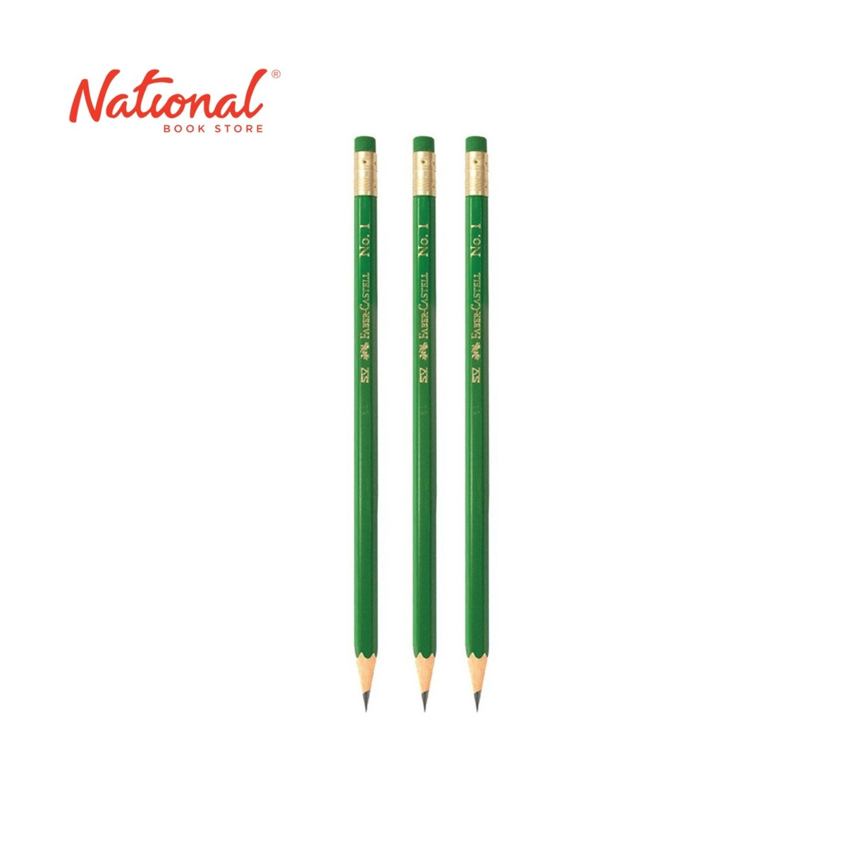 FABER CASTELL PENCIL WITH ERASER GREEN NO.1 3S